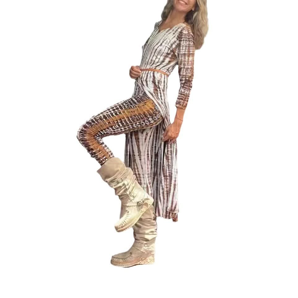 Lange Hose mit Burnout-Muster, Slim Fit, Lange Fashion-Hose