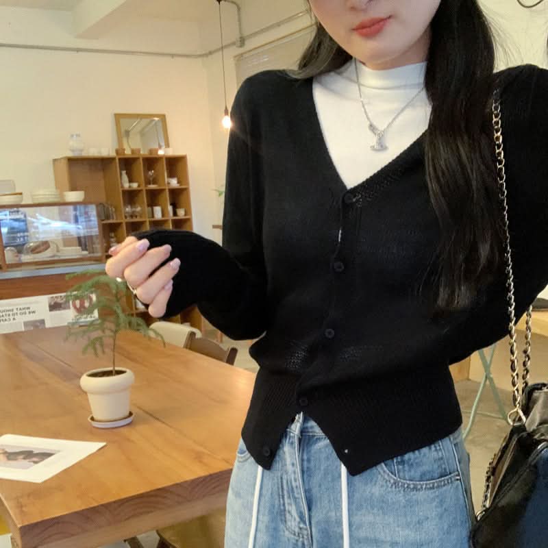 Damen Strickjacke mit V-Ausschnitt, figurschmeichelndem Fledermausärmel und Lochmuster