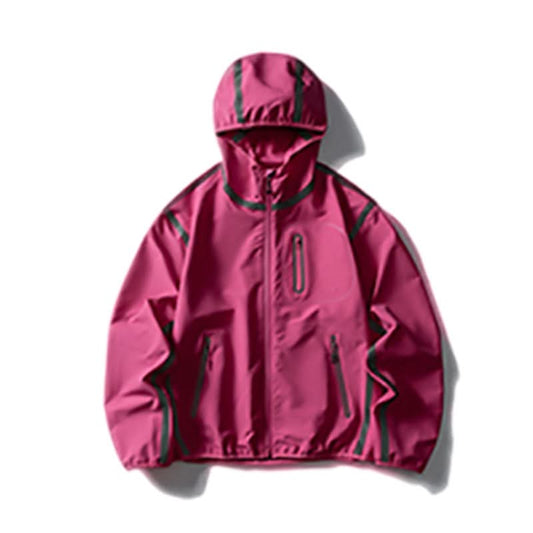 Reflective strip splicing hooded jacket