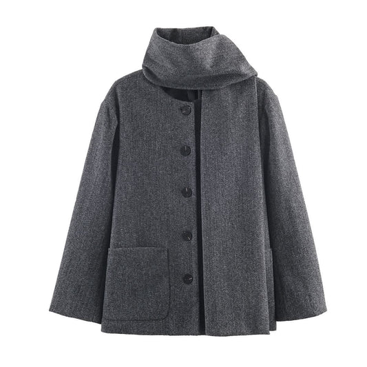 Commuter style scarf collar coat jacket