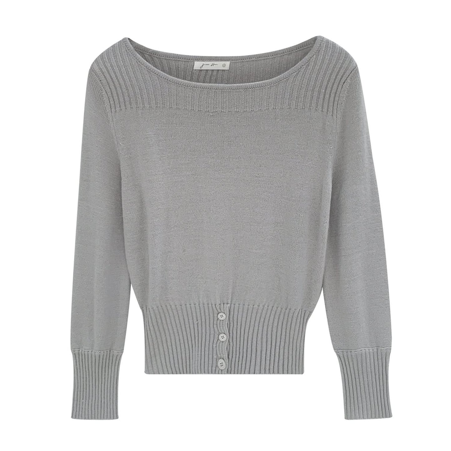 Schickes tailliertes, geknöpftes Strick-Top für Damen, schmale Passform, kurze Länge, lange Ärmel