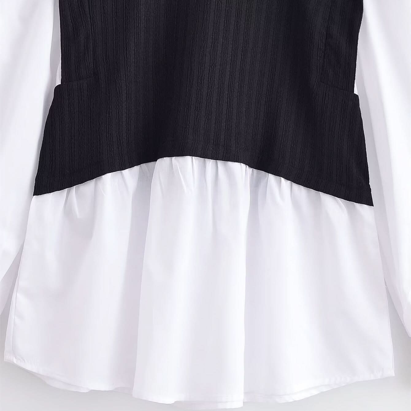Color blocking splicing fake two-piece top