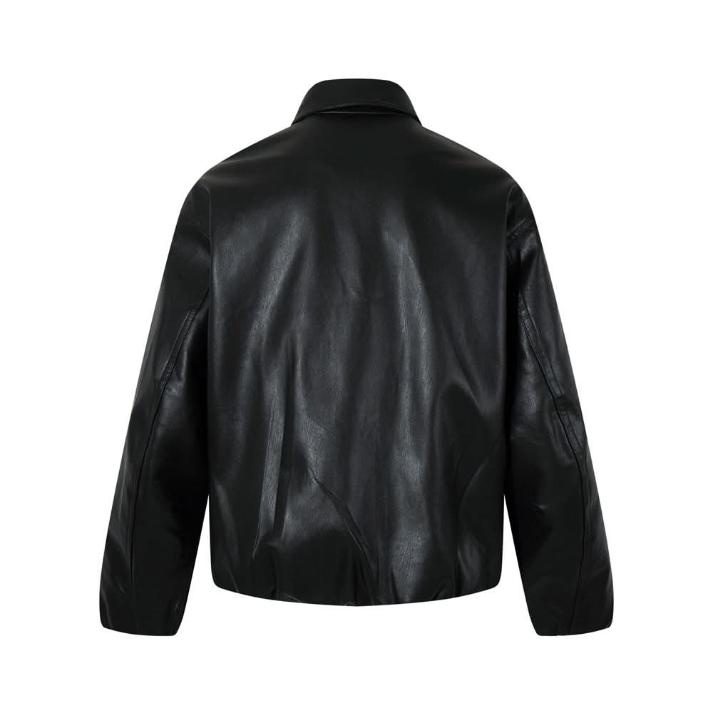 Locker geschnittene Jacke aus PU-Leder in Unifarbe
