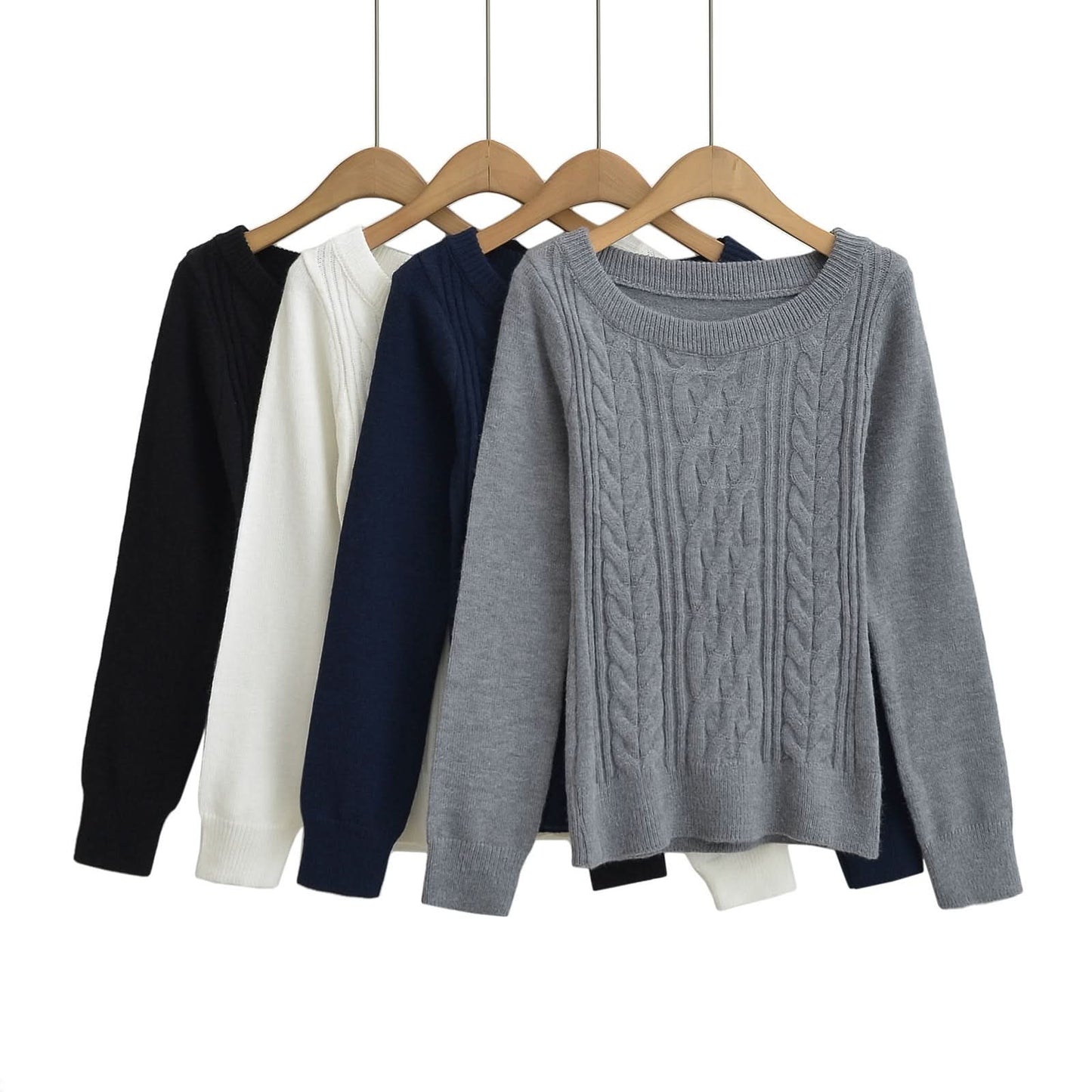 Round neck long sleeved sweater