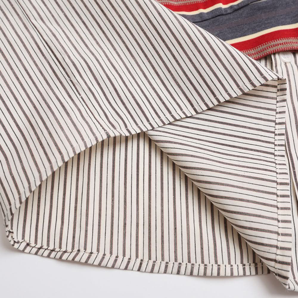 Fake Two Shawls with Vertical Striped Long Sleeves