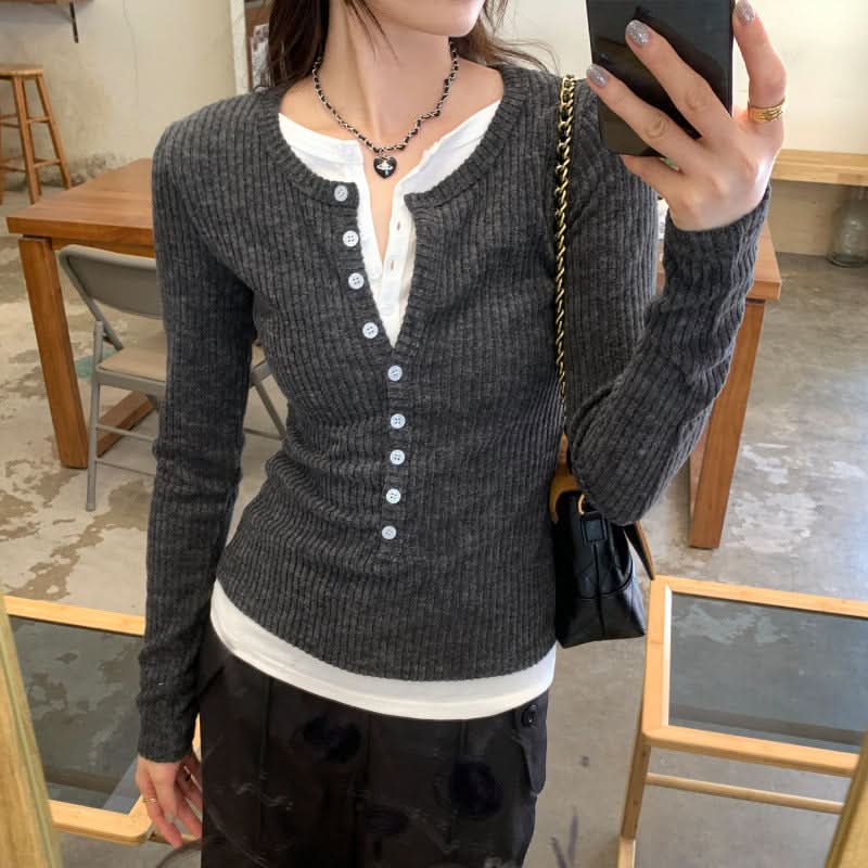 Style Minimalist High-End Knitwear Long Sleeve Top for Women