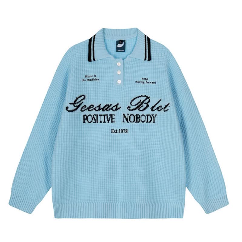 Buchstaben-Rollkragenpullover Oversize-Paar-Strickoberteil