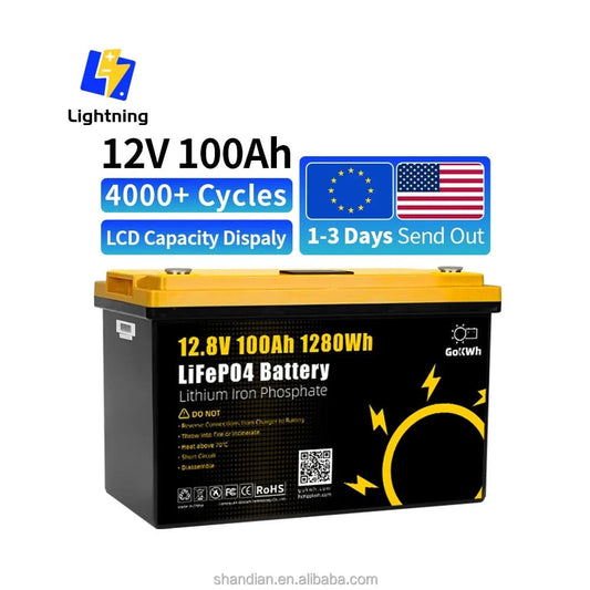 12V 100Ah Battery Lifepo4 LFP 12.8V 100A 200Ah Solar Pack Battery 300Ah 24V Lithium Ion Marine Lifepo4 Battery BMS Bluetooth