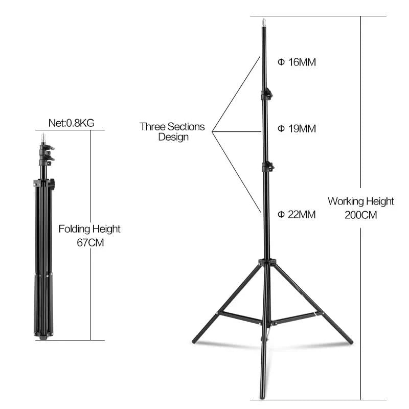 Fotohintergrundrahmen Ständer Softbox Beleuchtungsset Fotostudio-Ausrüstungszubehör mit 3 Hintergrundstoffen und Stativ