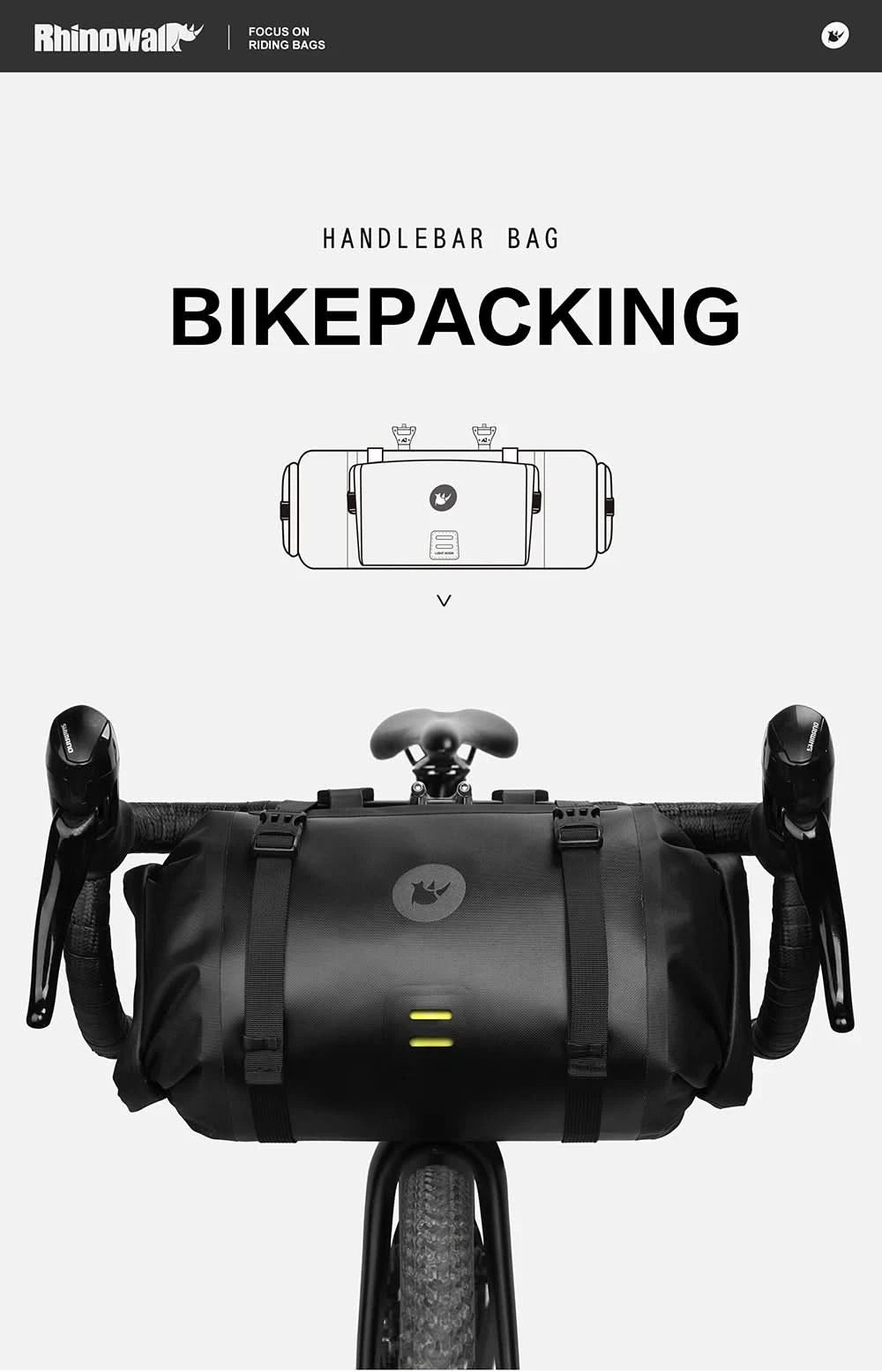 Rhinowalk Fahrradtasche Lenkertasche Wasserdicht Vordertasche Fahrradtasche MTB Multifunktionale Portable 12L MTB Rennrad Lenkertasche