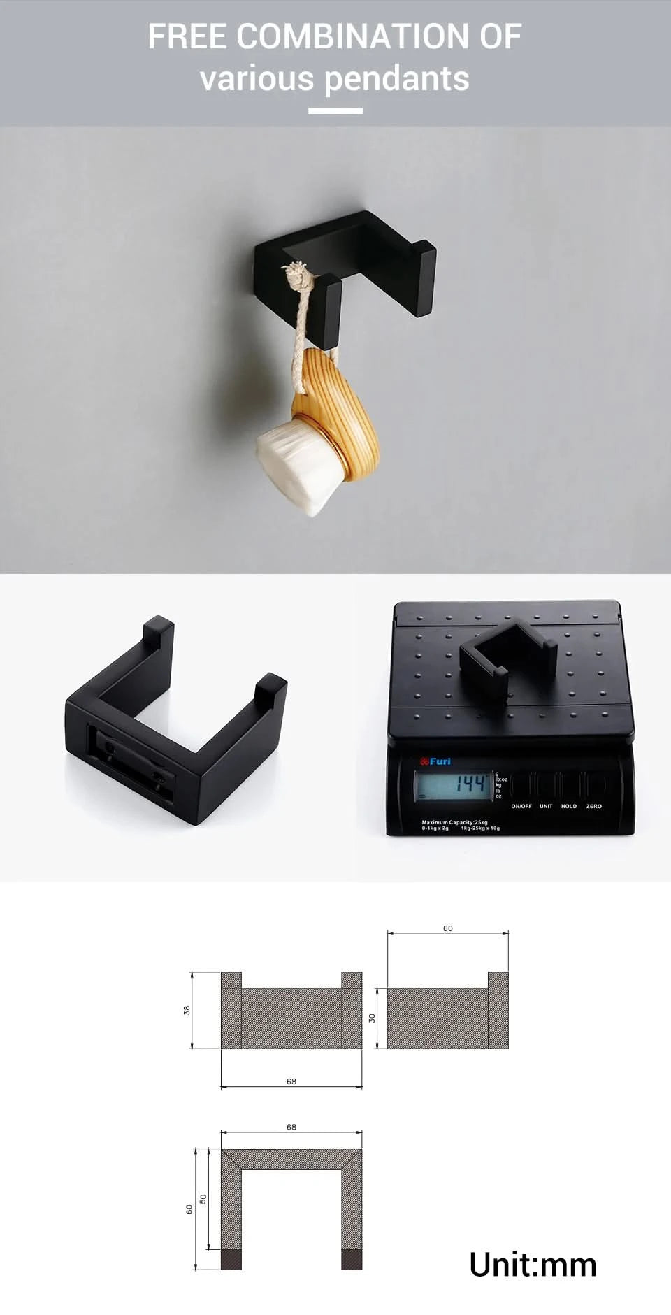 Stainless Steel Black Wall Mounted Screw Hook Paper Holder Towel/ Tissue Holder Towel Bar Bathroom Accessories