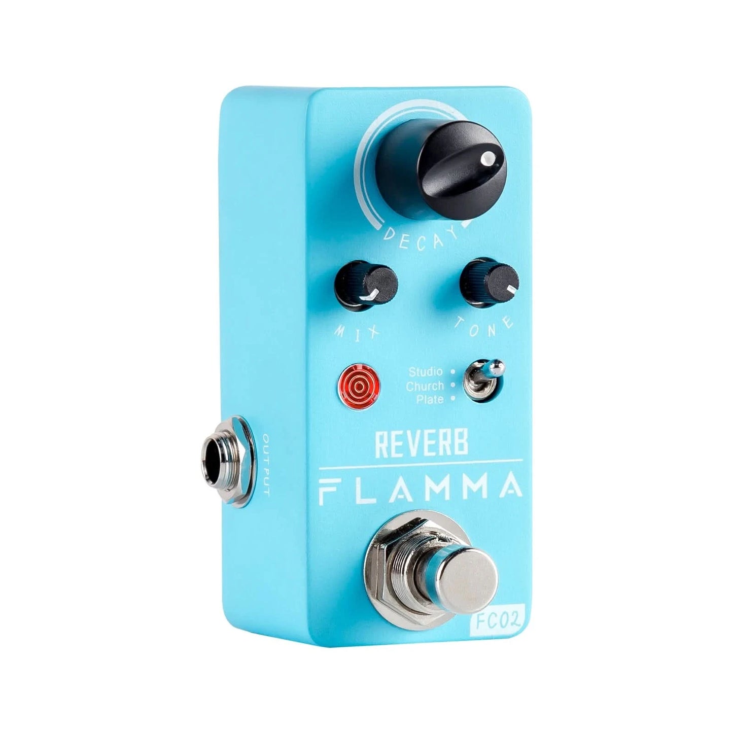 FLAMMA FC02 E-Gitarren-Pedal, Hall-Effektpedal mit Studio Church Plate Effekten, True Bypass mit Netzteil
