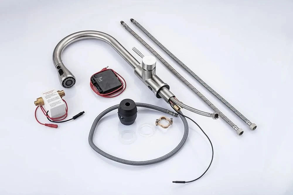 Smarte berührungslose Küchenarmatur gebürstet ausziehbar Infrarot-Sensor Armaturen Schwarz/Nickel Infrarot-Wassermischer Armaturen