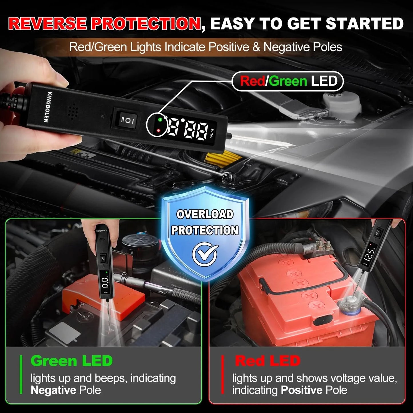 US EU Warehouse KINGBOLEN ECT200 Car Circuit Tester Power Probe 12V 24V Electric Voltage Integrated Power Scanner
