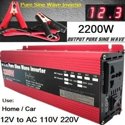 Reiner Sinus-Wechselrichter 12V/24V auf AC110V 220V 1000W 2000W 3000W Spannungswandler Leistungswandler Solar-Wechselrichter LED-Anzeige