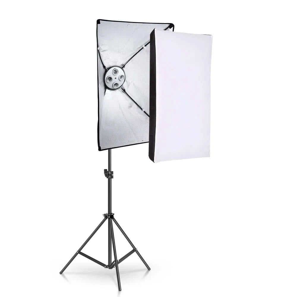 SH Fotostudio Softbox Licht-Kit Fotoausrüstung Vier Lampenfassungen Dauerlichtsystem mit E27 Glühbirnenzubehör