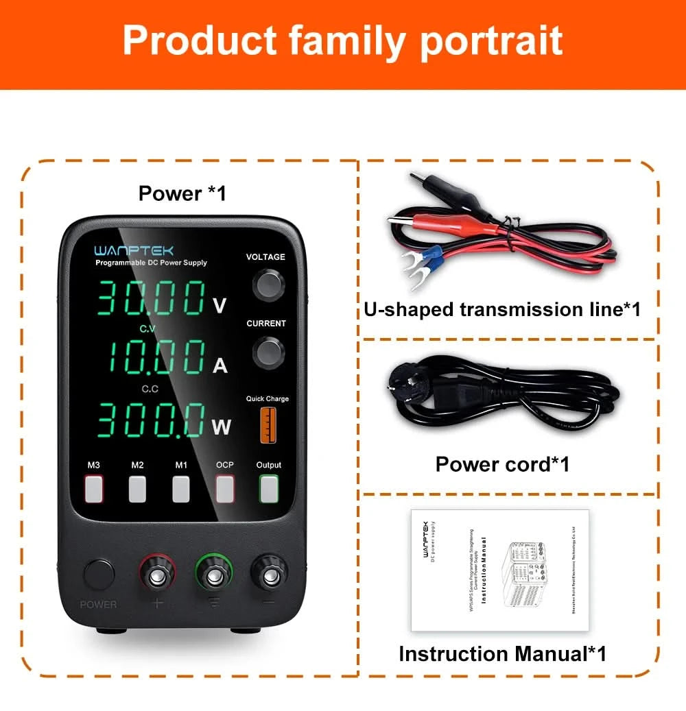 Wanptek Einstellbares Gleichstromnetzteil 30V 10A 60V 5A Labornetzgerät Stabilisiertes Netzteil Spannungsregler Schalter 220V