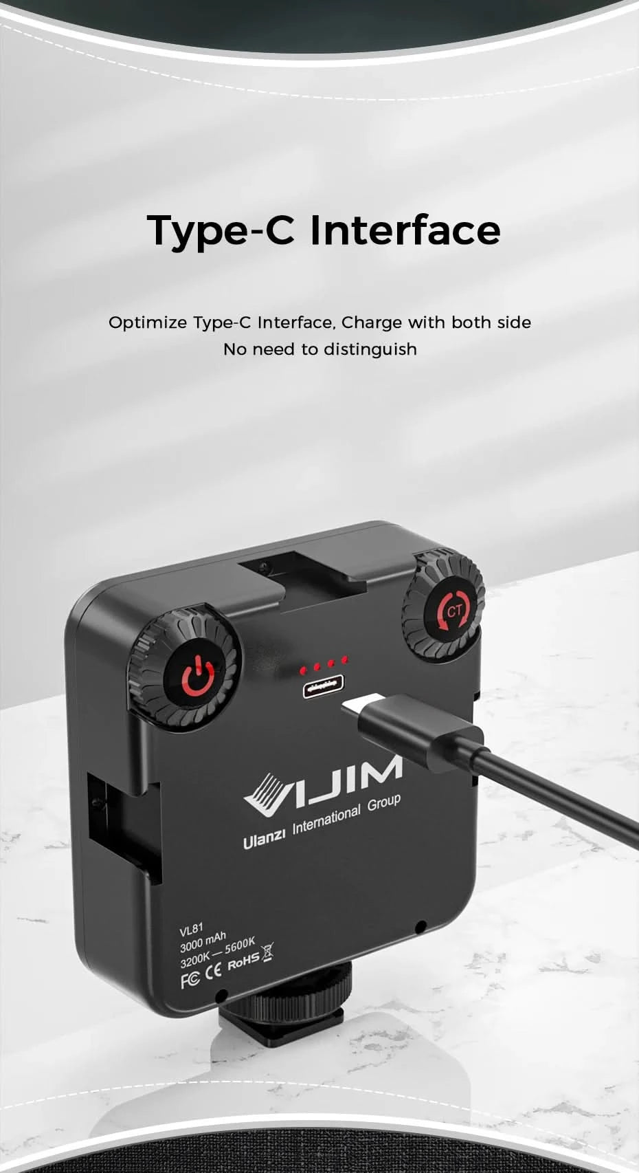 Ulanzi VIJIM VL81 VL200 3200k-5600K Dimmbare Mini-LED-Videoleuchte für Smartphone-SLR-Kameras, wiederaufladbar, Vlog, 3000mAh, Aufhelllicht