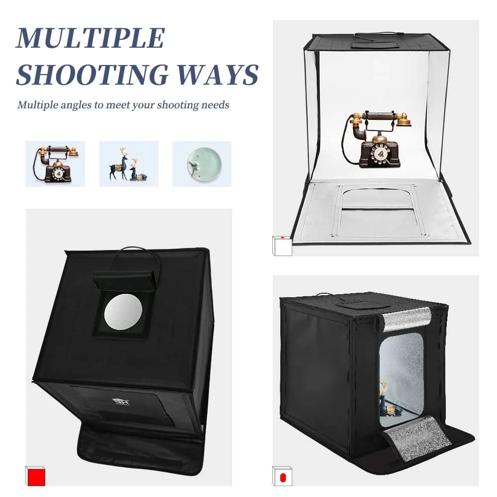 Fotolichtstudio Softboxen Tragbar Faltbar Dimmbar Fotografie Tisch Shooting Zelt Kit mit 3 Stück Hintergrundplatten