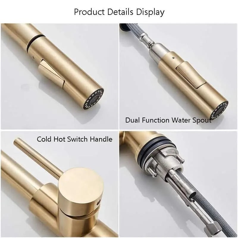 Wanmivezlo Pull Out Kitchen Faucets 360° Rotation Kitchen Mixer Tap Single Lever Mixer Tap Kitchen Sink Cold Hot Water Tap