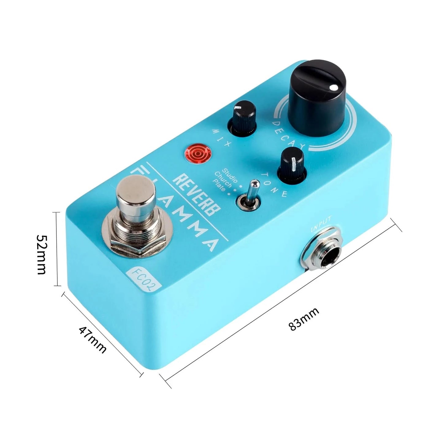 FLAMMA FC02 E-Gitarren-Pedal, Hall-Effektpedal mit Studio Church Plate Effekten, True Bypass mit Netzteil