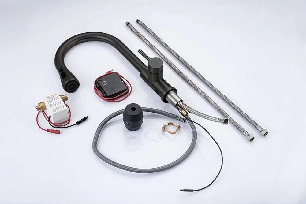 Smarte berührungslose Küchenarmatur gebürstet ausziehbar Infrarot-Sensor Armaturen Schwarz/Nickel Infrarot-Wassermischer Armaturen