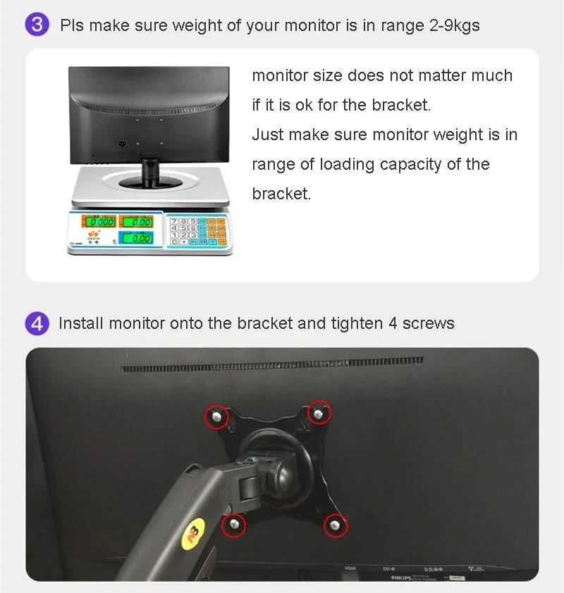 Weiße Dual-Monitorhalterung 17-30 Zoll, Halterung Belastbarkeit 2-9 kg pro Arm, NB F160