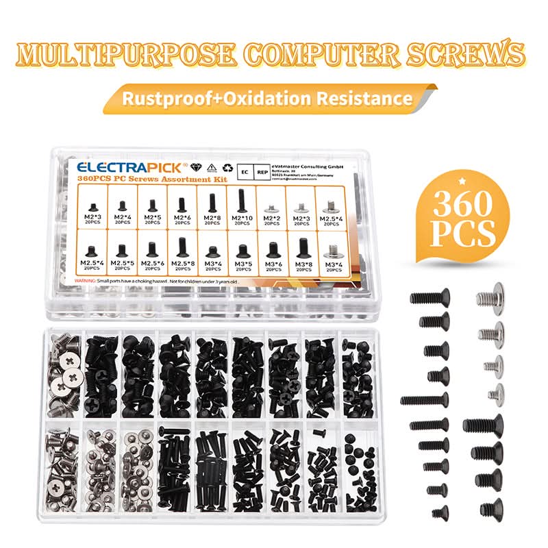 300/360Pcs M2 M2.5 M3 KM Screw Flat Head Phillips Screws Laptop Notebook Screws Set Kit For Computer Notebook Small Screw Kit
