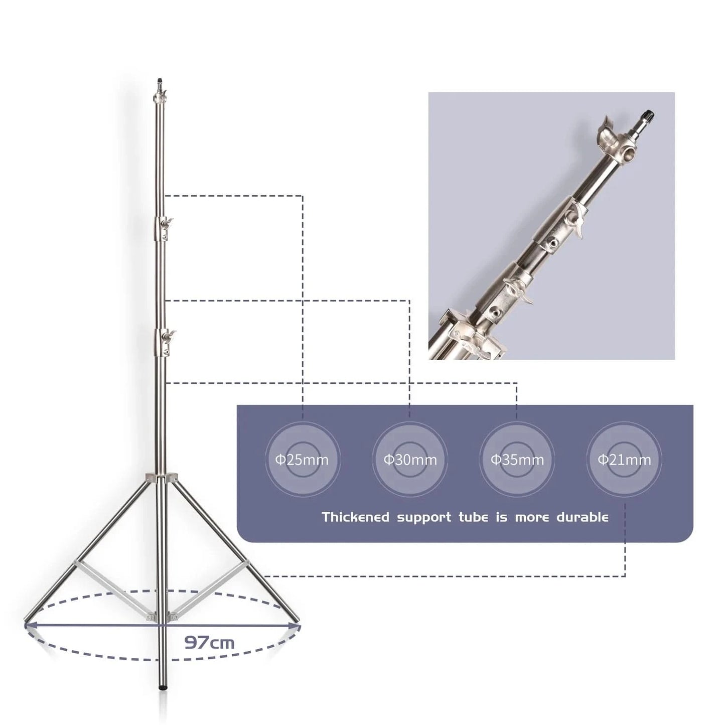 SH 280cm Edelstahl-Lampenstativ Fotostativ für Foto-Video-Beleuchtung Federgedämpftes Hochleistungs-Stativ