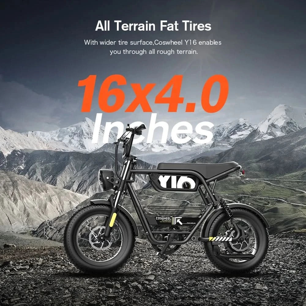 COSWHEEL Y16 Elektrofahrrad 1000W E-Bike Fat Tire Snow Beach Cruiser Mountainbike 16 Zoll Custom E-Bike Rennrad Großhändler