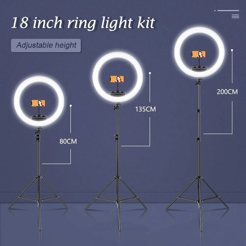 SH 45cm 18 Zoll Ringlicht mit Stativ USB-Lade-Selfie-LED-Lampe Dimmbares Fotolicht für Fotografie Studio