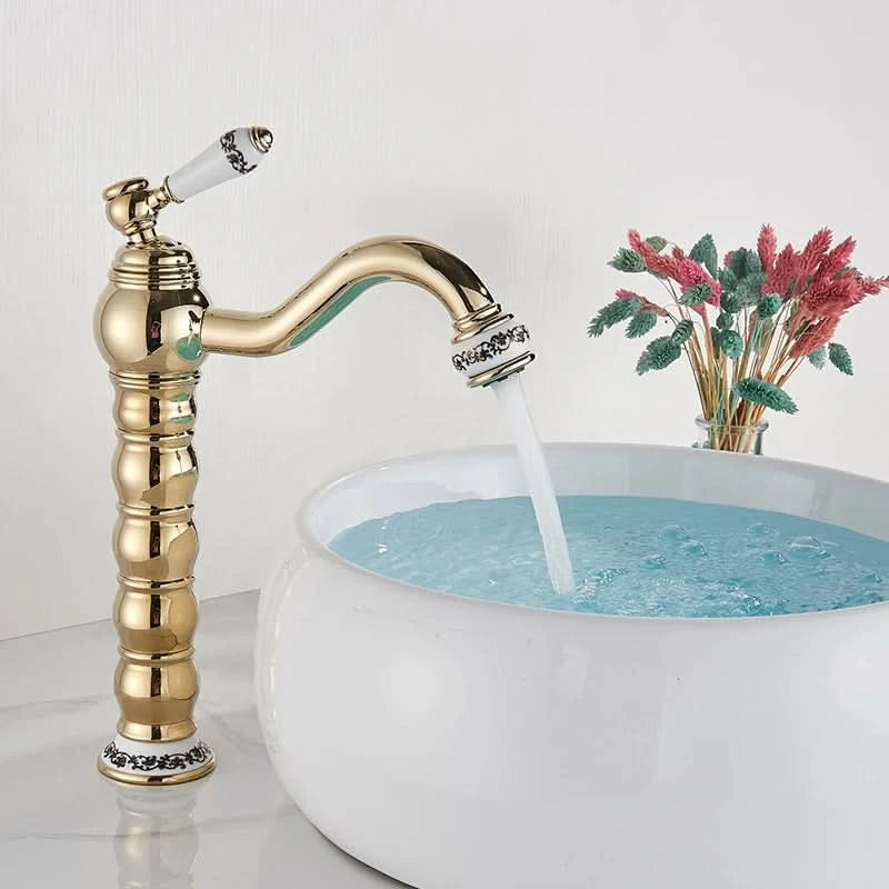 Bathroom Basin Sink Faucet Mixer Tap Single Handle Single Hole Brass Hot/Cold Water Palace Style Deck Mount Retro Faucet