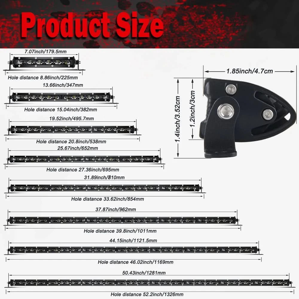 CO LIGHT 50 inch 240W Slim LED Light Bar Single Row Spot Flood Combo Beam Offroad Led Work Light 12V 24V for ATV SUV Lada Boat