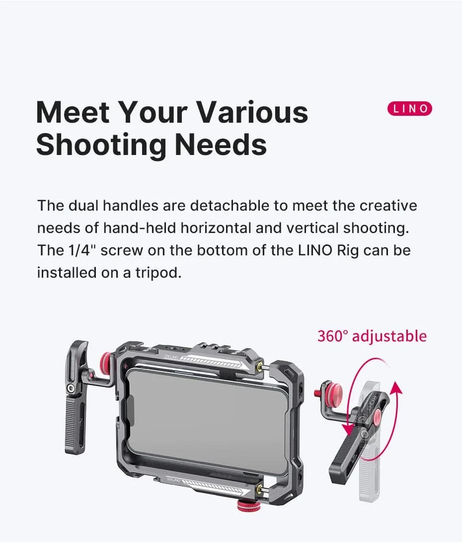 Ulanzi Lino Smartphone Cage für iPhone 16 15 14 13 X XR XS Max Mini/Pro/Pro Max Smartphone Griff Handy Vlog Video