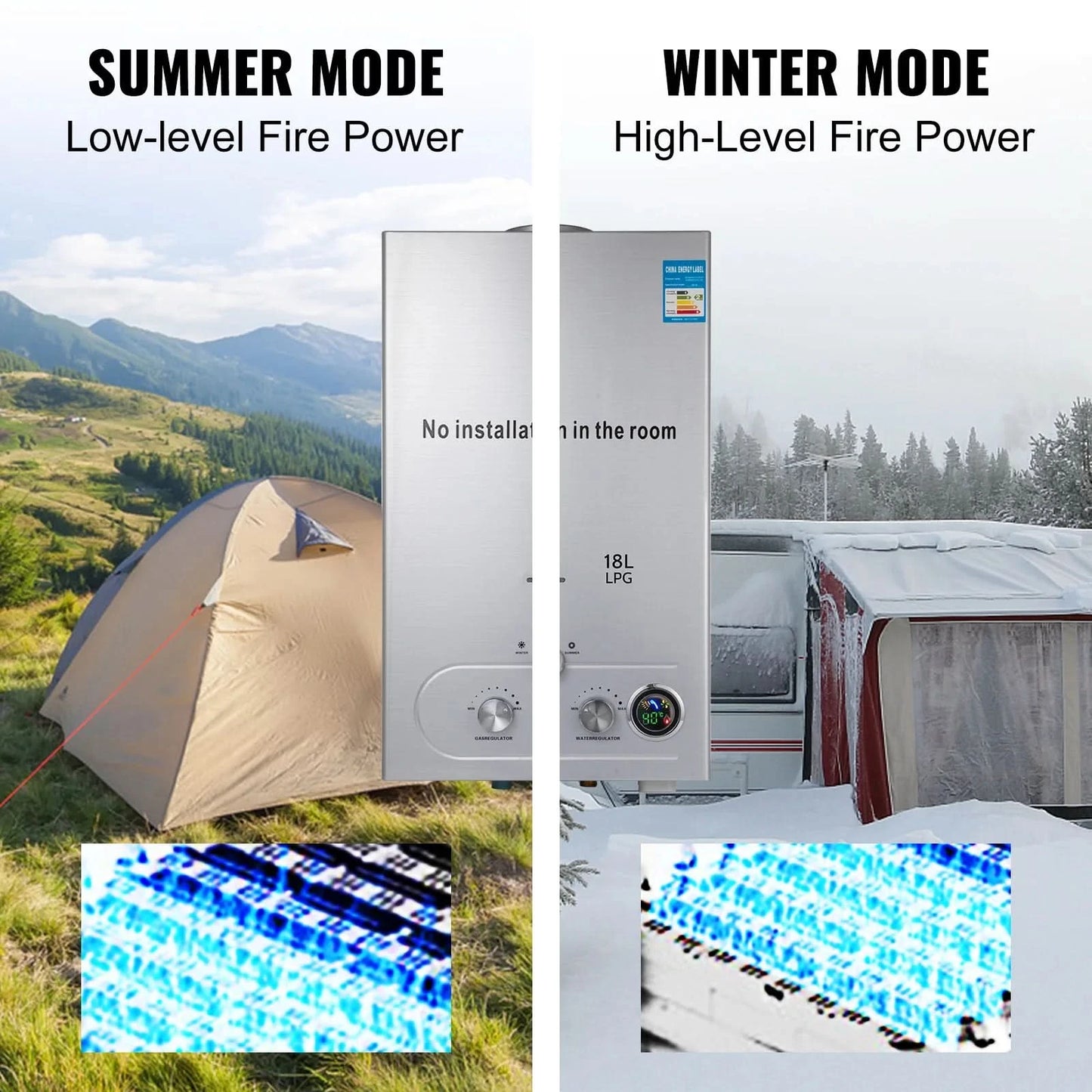 Sihao 6L 8L 10L 12L 16L 18L Flüssiggas-Durchlauferhitzer Sofortiger Gasboiler Butan Propan Gasboiler für Camping und Outdoor