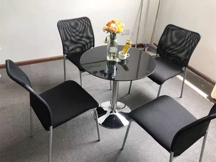 TieHo,Tempered Glass Round Table for Small Apartment, Coffee Table, Dining Table, Transparent Glass Countertop, Office Furniture