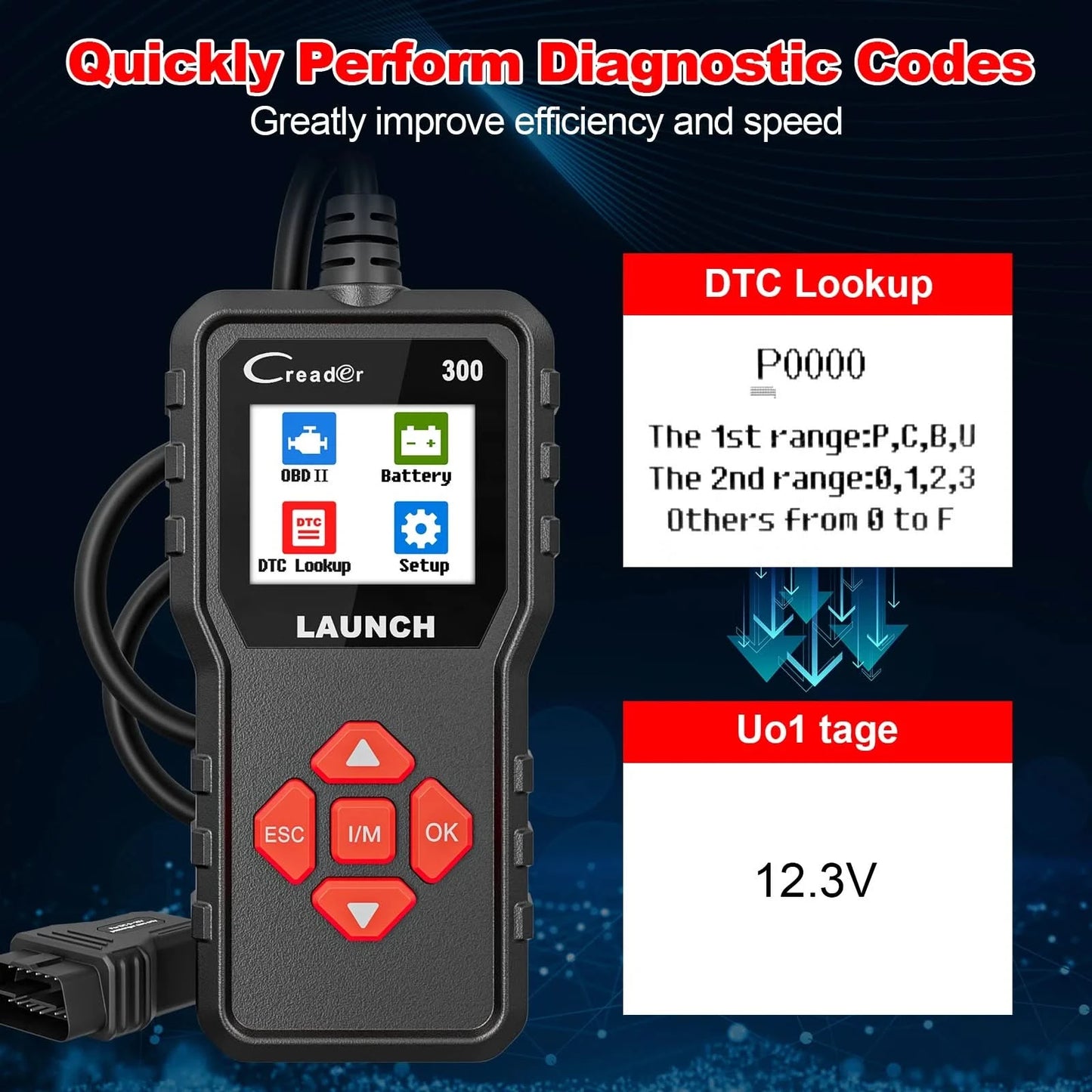 2026 LAUNCH Creader Elite CR300 Universal Car Diagnosis OBD2 Scanner Engine Error Code Reader