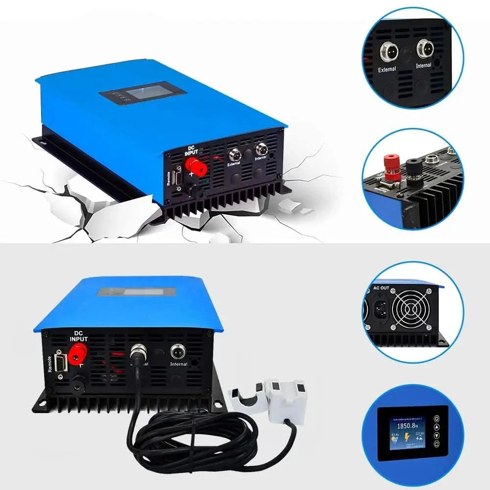Y&H 2000W Solar Grid Micro Inverter Battery Discharge Power Mode With Limiter Sensor PV DC 45-90V AC 220V MPPT Solar Converter