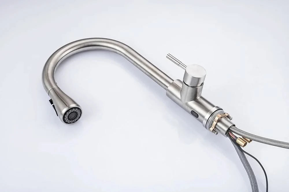 Smarte berührungslose Küchenarmatur gebürstet ausziehbar Infrarot-Sensor Armaturen Schwarz/Nickel Infrarot-Wassermischer Armaturen