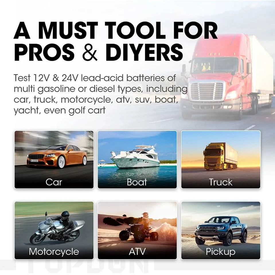 TOPDON BT200 12V 24V Car Battery Tester Battery Load Tester Battery Analyzer Car Truck Mechanics Repair Auto Diagnostic Battery