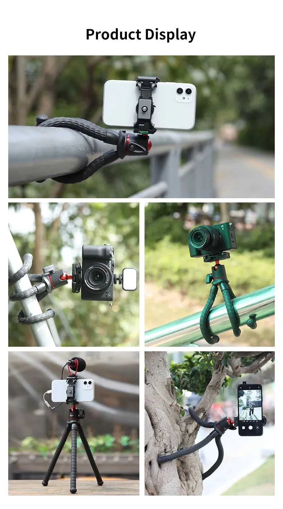 Ulanzi MT-11 Flexible Octopus Tripod For Phone DSLR Camera Vlog Portable 2in1 Design Selfie Stick Tripod With Phone Holder