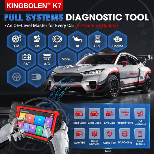 USA EU Warehouse Kingbolen K7 Automotive Scanner Escaner Automotriz OBD2 Scan Tool ECU Coding Machine With 28 Resets