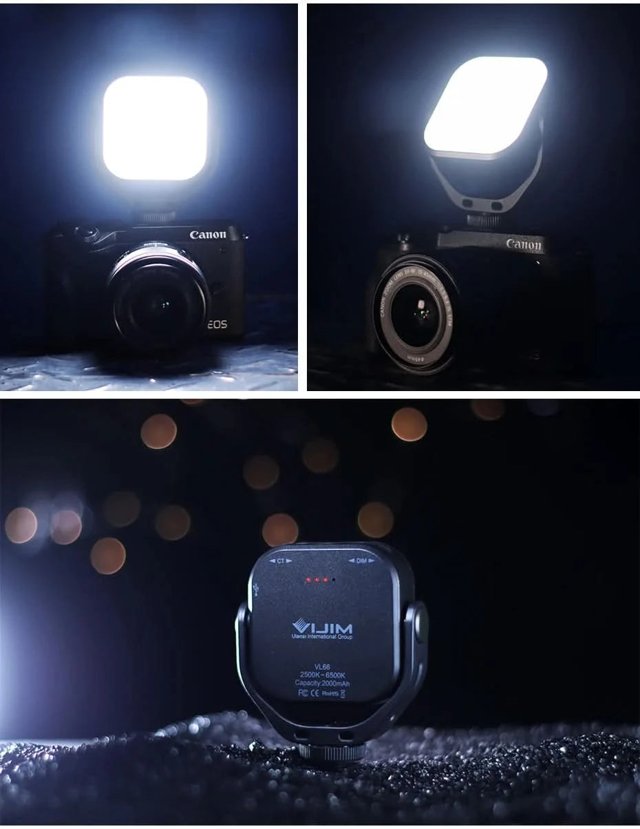 Ulanzi VIJIM VL66 3200k-6500k Vlog Fülllicht 360° drehbares LED-Videolicht mit erweiterter Kaltschuhhalterung 2000mAh Akku mit Lichtstativ