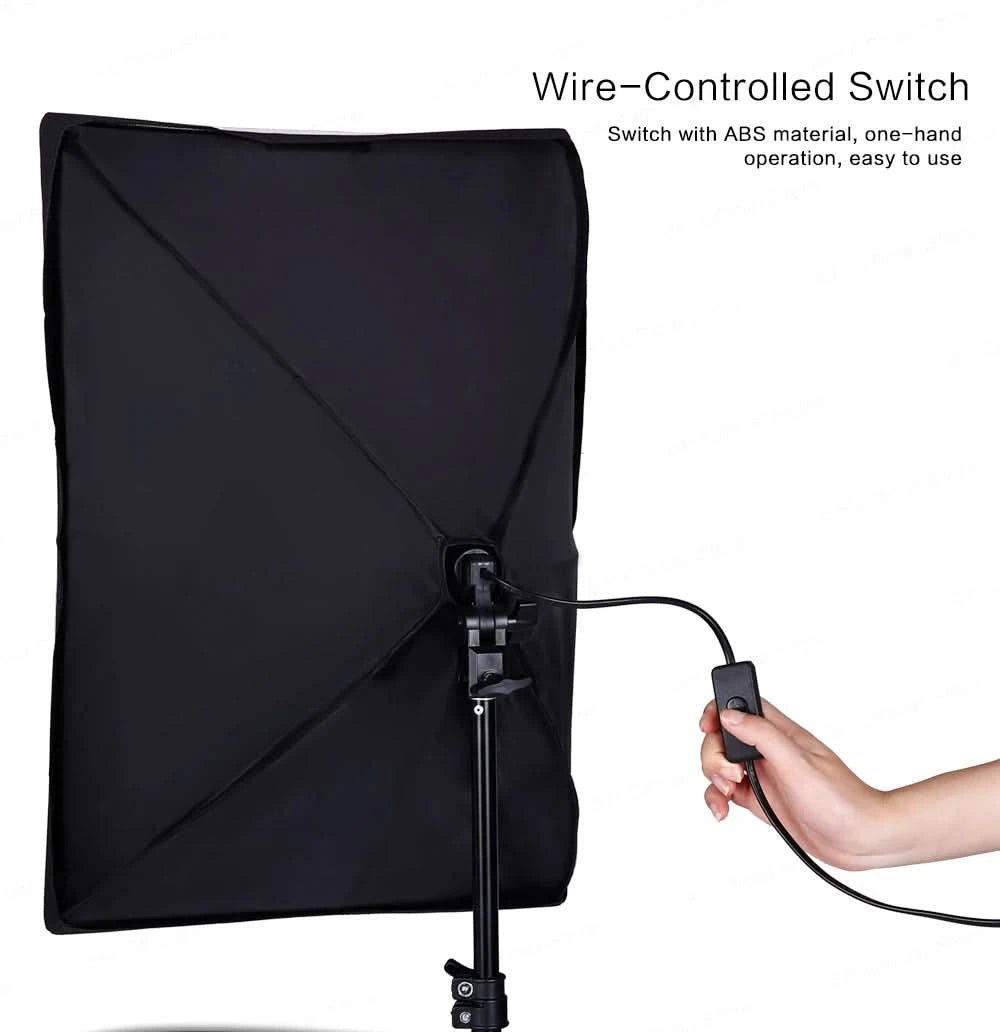 Fotohintergrundrahmen Ständer Softbox Beleuchtungsset Fotostudio-Ausrüstungszubehör mit 3 Hintergrundstoffen und Stativ