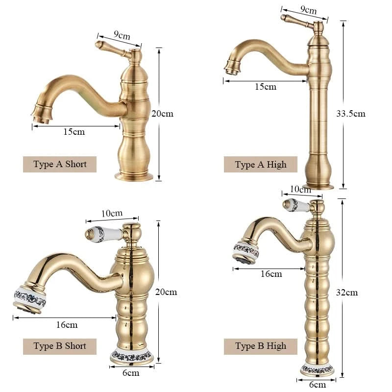 Bathroom Basin Sink Faucet Mixer Tap Single Handle Single Hole Brass Hot/Cold Water Palace Style Deck Mount Retro Faucet