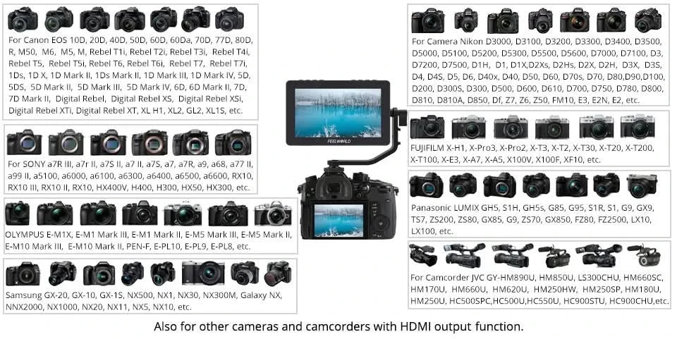 FEELWORLD F5 Pro V4 6 Zoll DSLR-Kamera-Feldmonitor Touchscreen 3D LUT FHD1920 1080 4K HDMI Video Fokusassistent für Gimbal