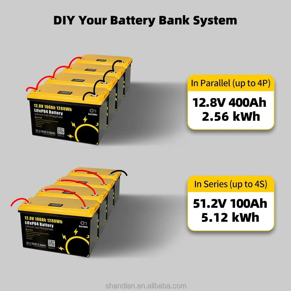 12V 100Ah Battery Lifepo4 LFP 12.8V 100A 200Ah Solar Pack Battery 300Ah 24V Lithium Ion Marine Lifepo4 Battery BMS Bluetooth
