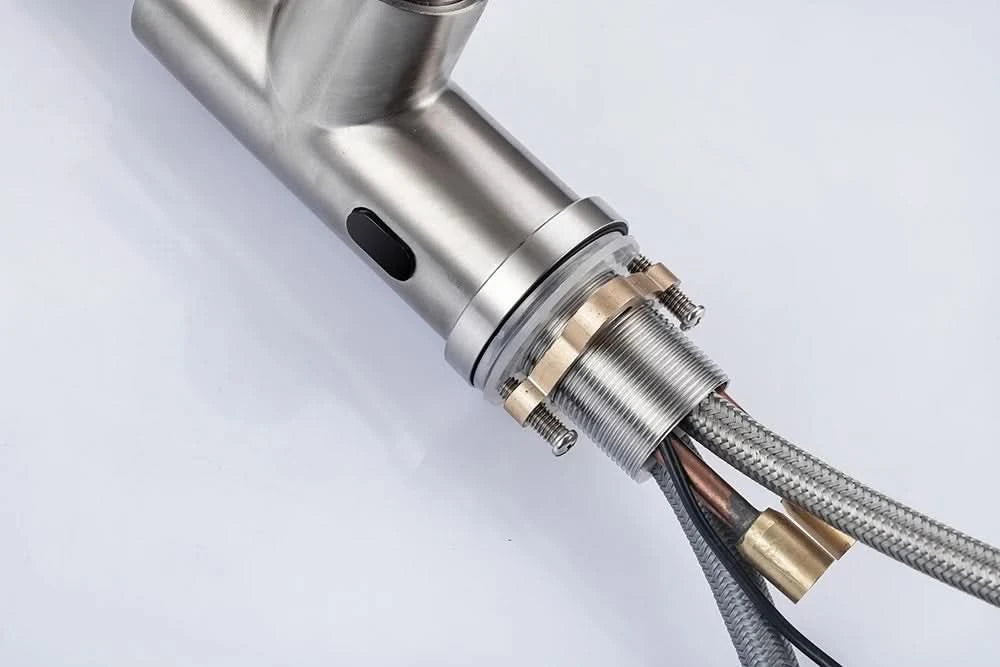 Smarte berührungslose Küchenarmatur gebürstet ausziehbar Infrarot-Sensor Armaturen Schwarz/Nickel Infrarot-Wassermischer Armaturen