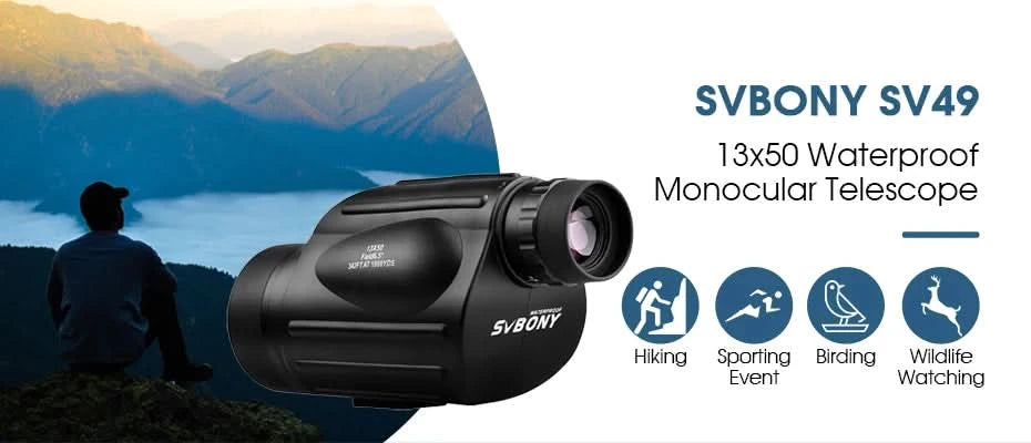 Svbony Telescope SV49 13x50 Monocular Powerful,Professional Monoculars,Waterproof,camping Equipment,for travel and hunting