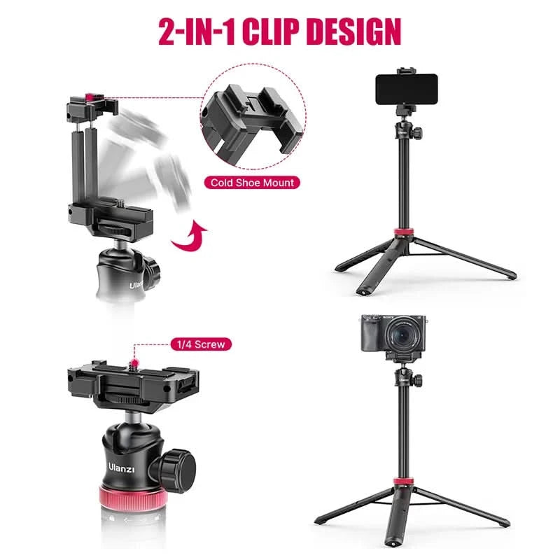 Ulanzi MT-44 ausziehbares Vlog Live-Streaming Stativ mit Handyhalterung 42 Zoll für DSLR SLR Kamera GoPro Smartphone